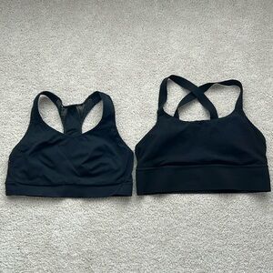 TWO black Athleta sports bras. Size 36 D/DD and large